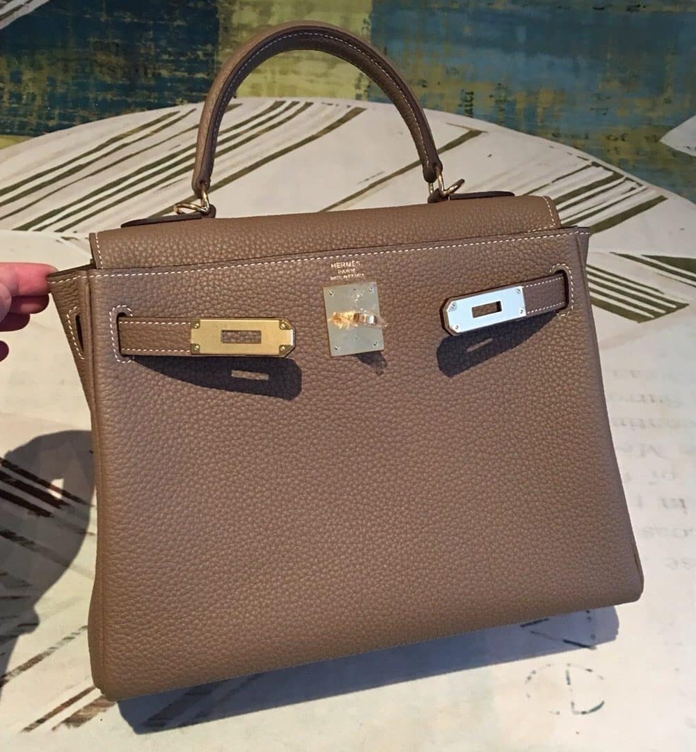 1:1 Replica Hermes Kelly 28 Greige Bag With Gold Toned Harware For Women, Women's Handbags, Shoulder Bags 11in/28cm