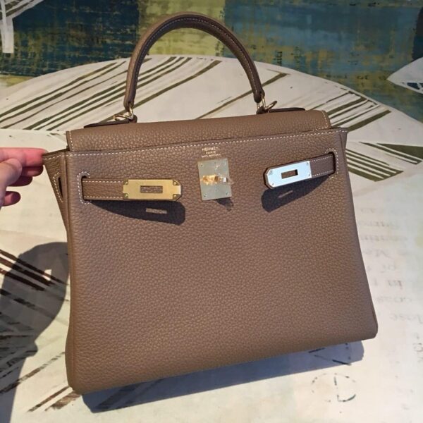 1:1 Replica Hermes Kelly 28 Greige Bag With Gold Toned Harware For Women, Women's Handbags, Shoulder Bags 11in/28cm