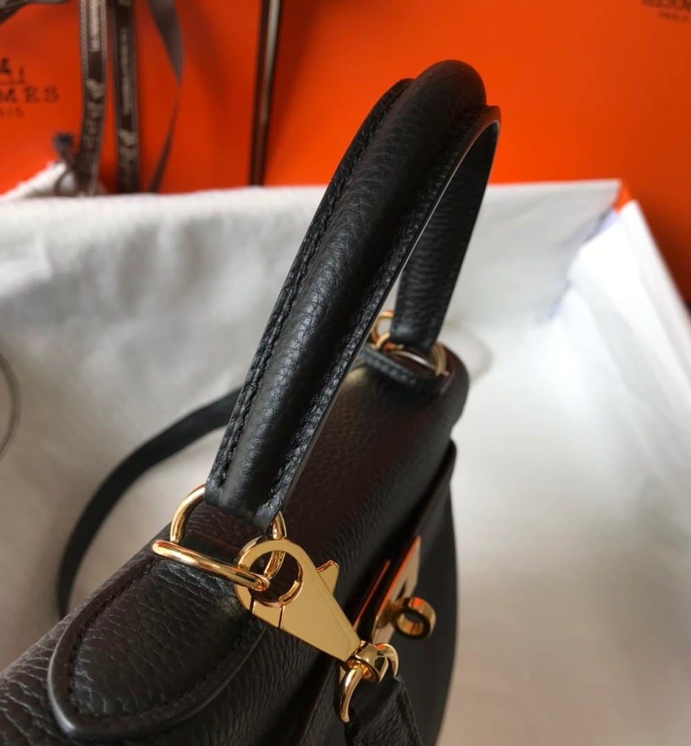 1:1 Replica Hermes Kelly 28 Retourne Togo Black Bag For Women, Women's Handbags, Shoulder Bags 11in/28cm