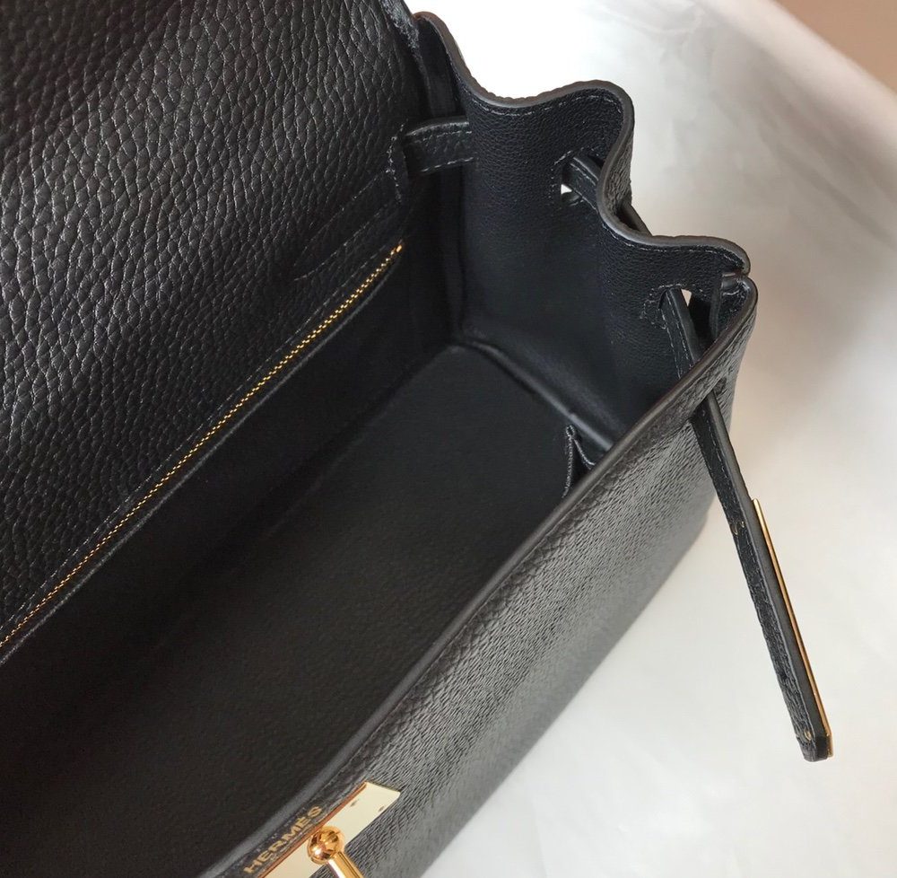 1:1 Replica Hermes Kelly 28 Retourne Togo Black Bag For Women, Women's Handbags, Shoulder Bags 11in/28cm