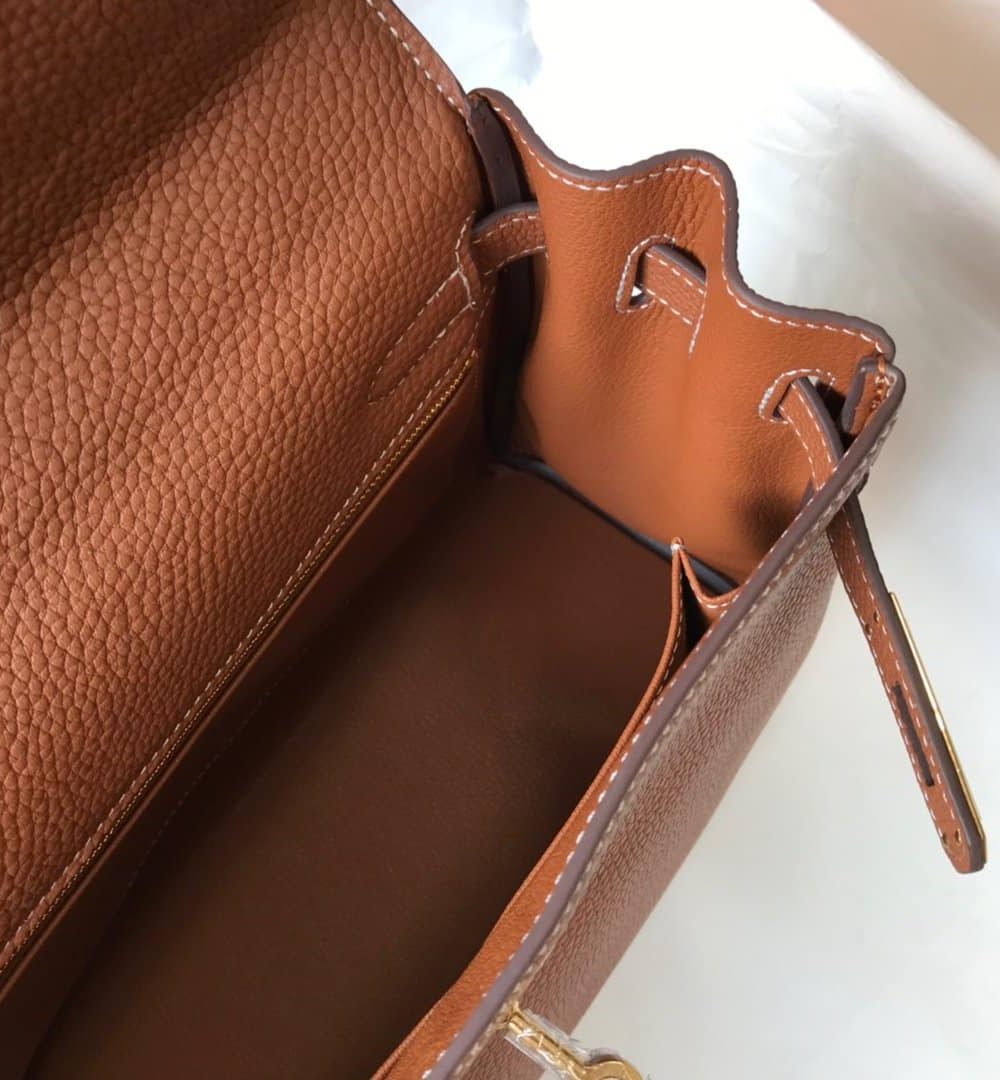 1:1 Replica Hermes Kelly 28 Retourne Togo Brown Bag For Women, Women's Handbags, Shoulder Bags 11in/28cm