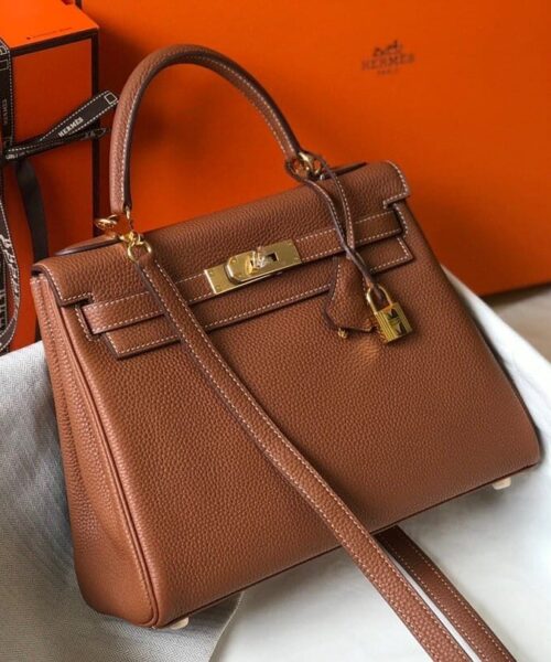 1:1 Replica Hermes Kelly 28 Retourne Togo Brown Bag For Women, Women's Handbags, Shoulder Bags 11in/28cm