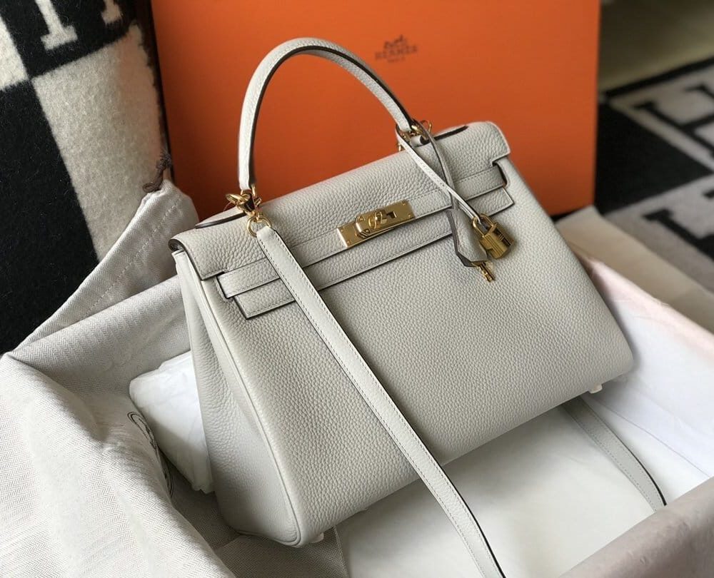 1:1 Replica Hermes Kelly 28 Retourne Togo White Bag For Women, Women's Handbags, Shoulder Bags 11in/28cm