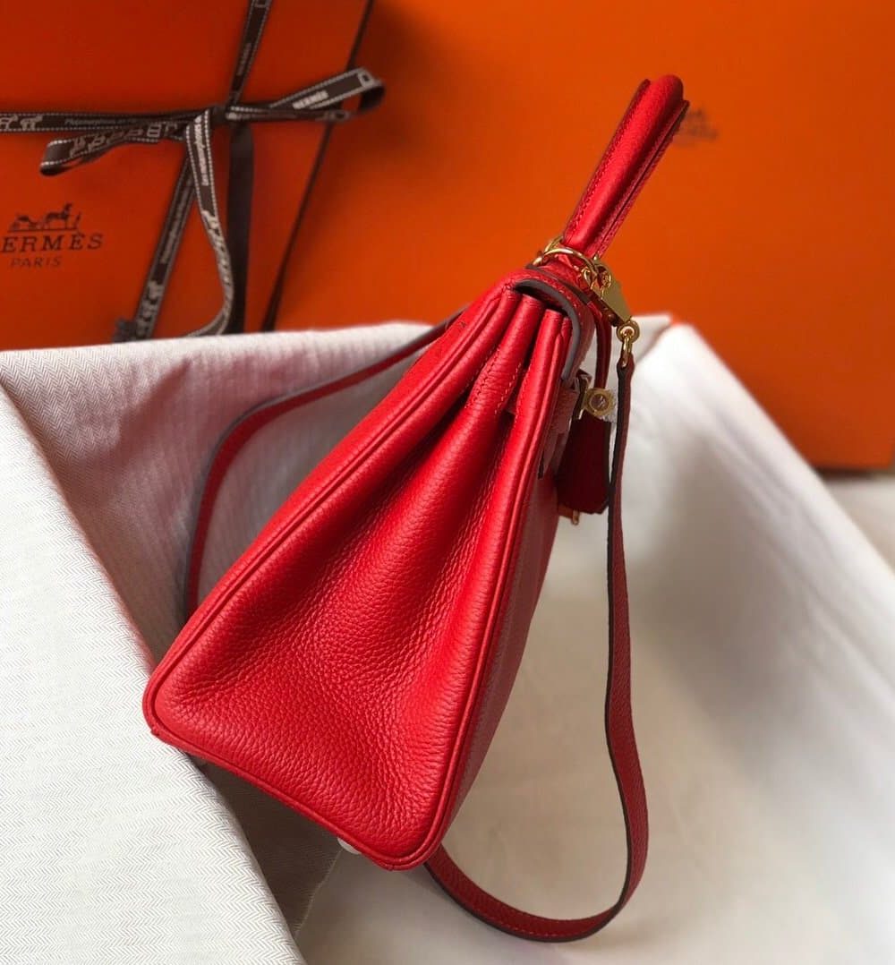 1:1 Replica Hermes Kelly 28 Rouge Casaque Togo Bag For Women, Women's Handbags, Shoulder Bags 11in/28cm
