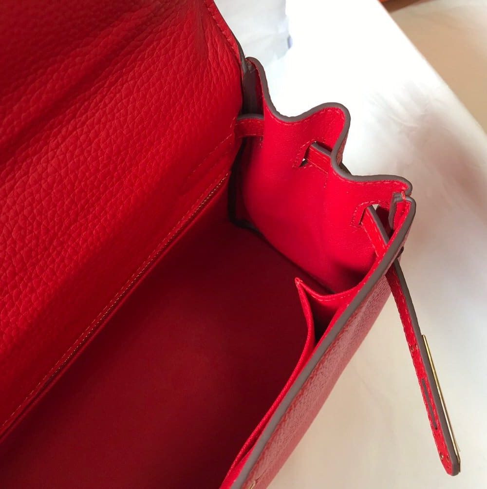 1:1 Replica Hermes Kelly 28 Rouge Casaque Togo Bag For Women, Women's Handbags, Shoulder Bags 11in/28cm