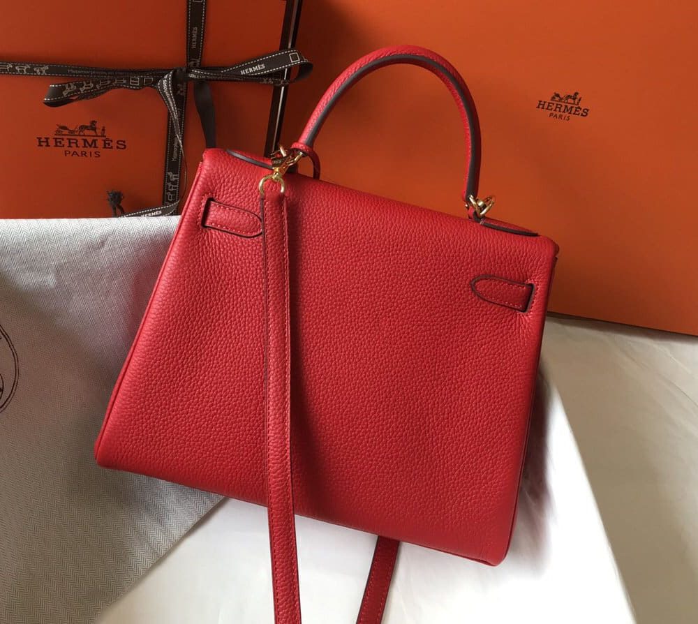 1:1 Replica Hermes Kelly 28 Rouge Casaque Togo Bag For Women, Women's Handbags, Shoulder Bags 11in/28cm