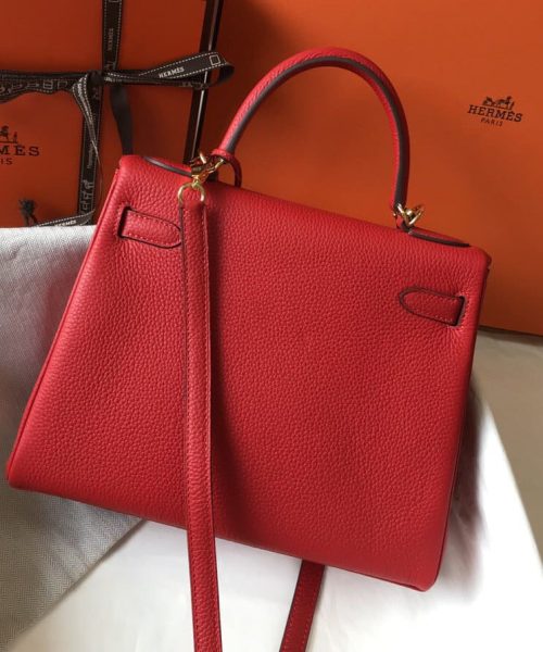 1:1 Replica Hermes Kelly 28 Rouge Casaque Togo Bag For Women, Women's Handbags, Shoulder Bags 11in/28cm