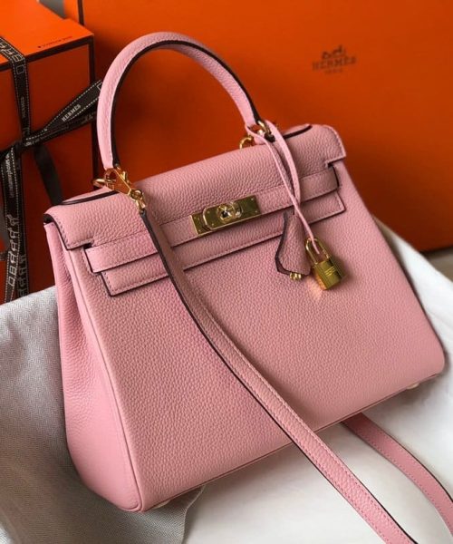 1:1 Replica Hermes Kelly 28cm Bubblegum Pink Togo Bag For Women, Women's Handbags, Shoulder Bags 11in/28cm