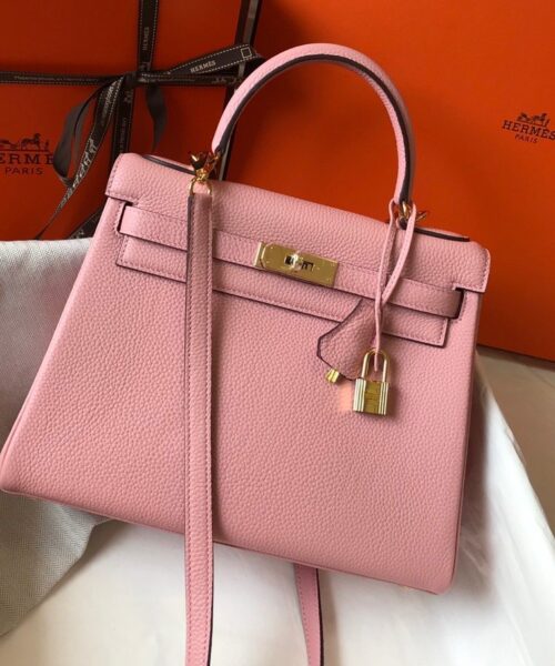 1:1 Replica Hermes Kelly 28cm Bubblegum Pink Togo Bag For Women, Women's Handbags, Shoulder Bags 11in/28cm
