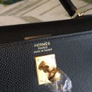 1:1 Replica Hermes Kelly Black For Women Gold Toned Hardware 10in/25cm
