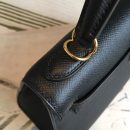 1:1 Replica Hermes Kelly Black For Women Gold Toned Hardware 10in/25cm