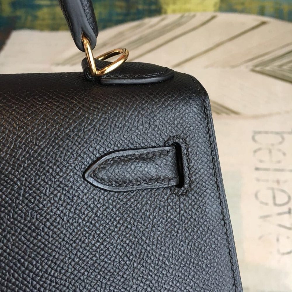 1:1 Replica Hermes Kelly Black For Women Gold Toned Hardware 10in/25cm - Image 6