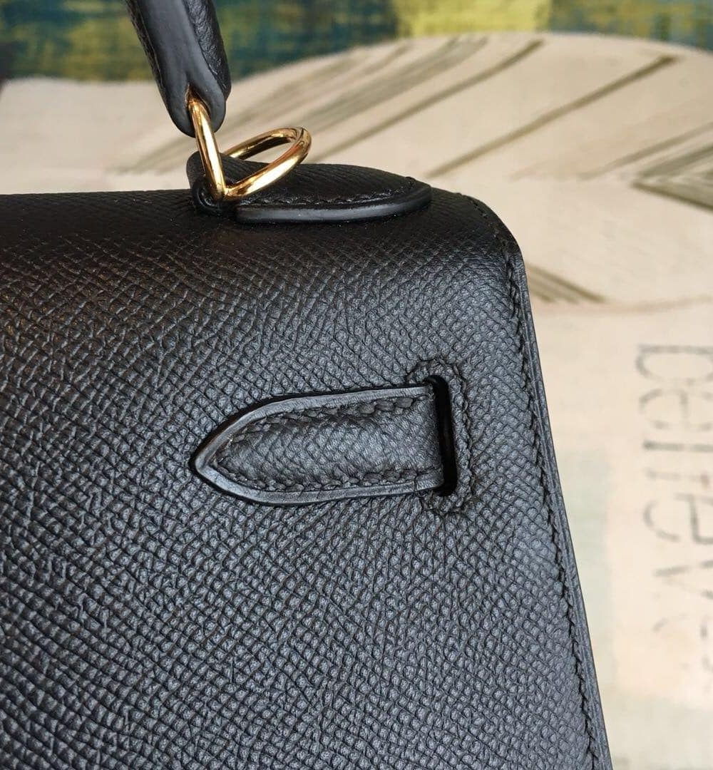 1:1 Replica Hermes Kelly Black For Women Gold Toned Hardware 10in/25cm