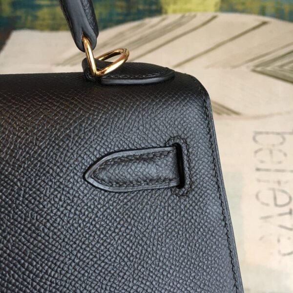 1:1 Replica Hermes Kelly Black For Women Gold Toned Hardware 10in/25cm
