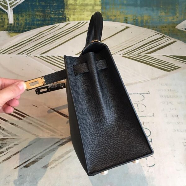 1:1 Replica Hermes Kelly Black For Women Gold Toned Hardware 10in/25cm