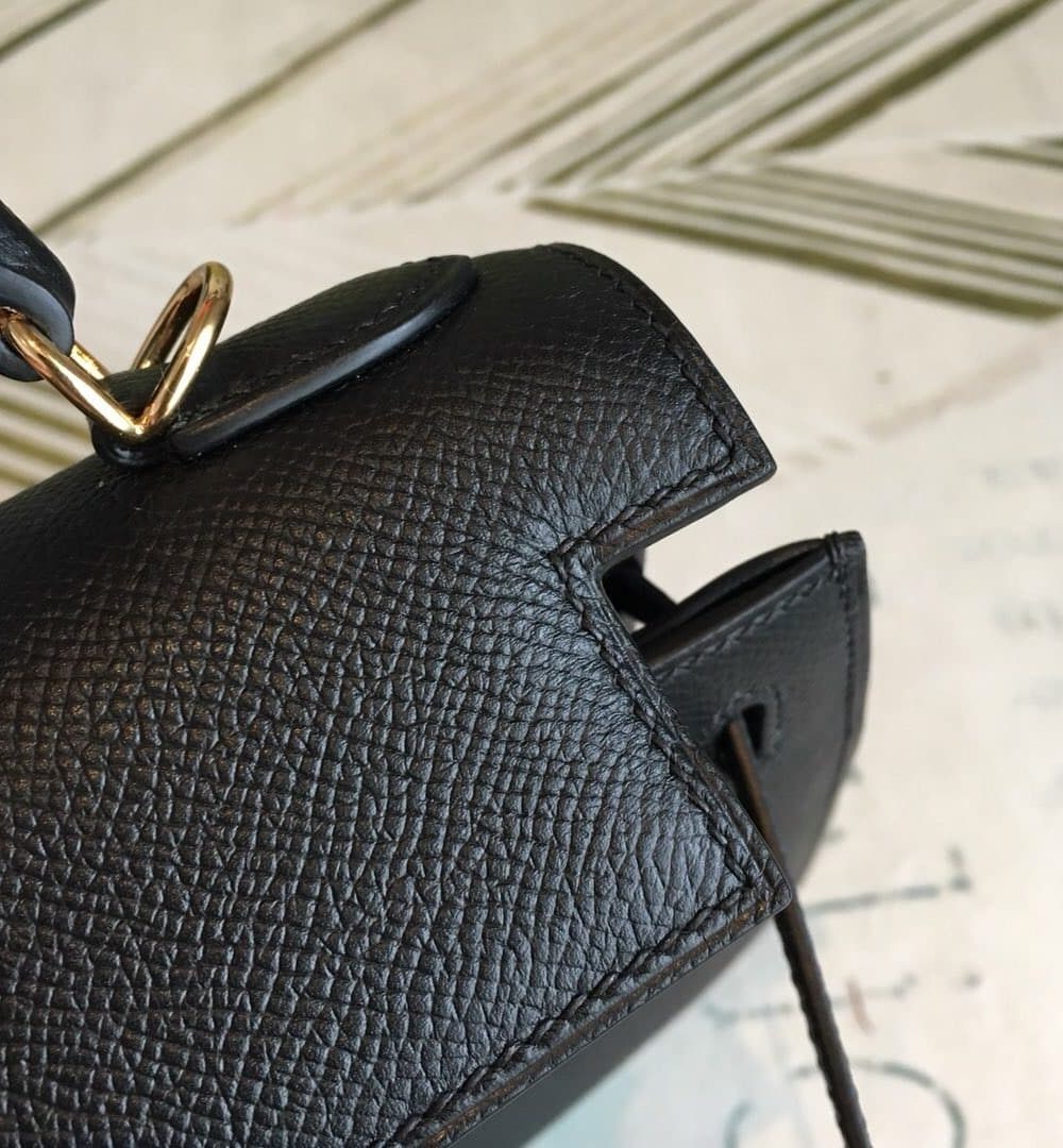 1:1 Replica Hermes Kelly Black For Women Gold Toned Hardware 10in/25cm