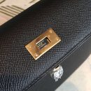 1:1 Replica Hermes Kelly Black For Women Gold Toned Hardware 10in/25cm