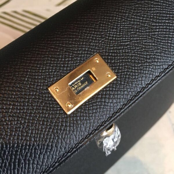 1:1 Replica Hermes Kelly Black For Women Gold Toned Hardware 10in/25cm