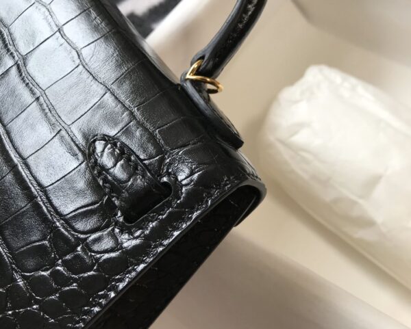 1:1 Replica Hermes Kelly Black For Women Gold Toned Hardware 7.8in/20cm