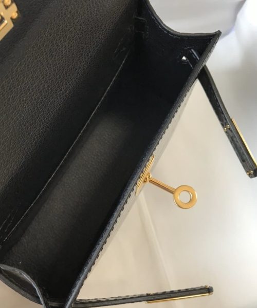 1:1 Replica Hermes Kelly Black For Women Gold Toned Hardware 7.8in/20cm