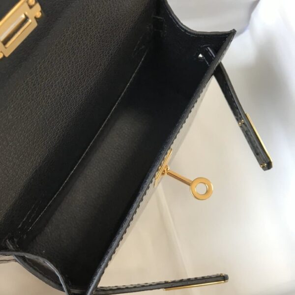 1:1 Replica Hermes Kelly Black For Women Gold Toned Hardware 7.8in/20cm