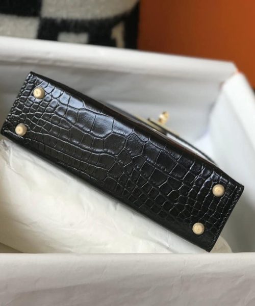 1:1 Replica Hermes Kelly Black For Women Gold Toned Hardware 7.8in/20cm