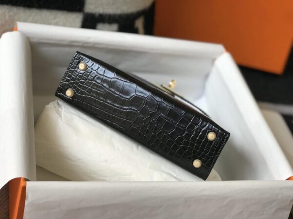 1:1 Replica Hermes Kelly Black For Women Gold Toned Hardware 7.8in/20cm