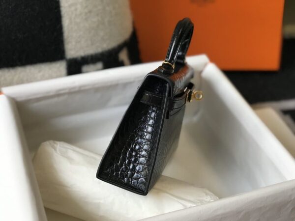 1:1 Replica Hermes Kelly Black For Women Gold Toned Hardware 7.8in/20cm