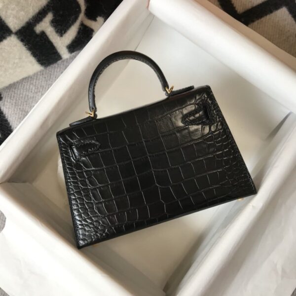 1:1 Replica Hermes Kelly Black For Women Gold Toned Hardware 7.8in/20cm