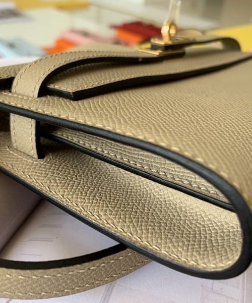 1:1 Replica Hermes Kelly Classique To Go Wallet  21cm/8.3in Gold Toned Hardware For Women Cream