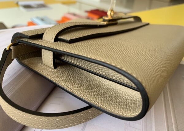 1:1 Replica Hermes Kelly Classique To Go Wallet  21cm/8.3in Gold Toned Hardware For Women Cream