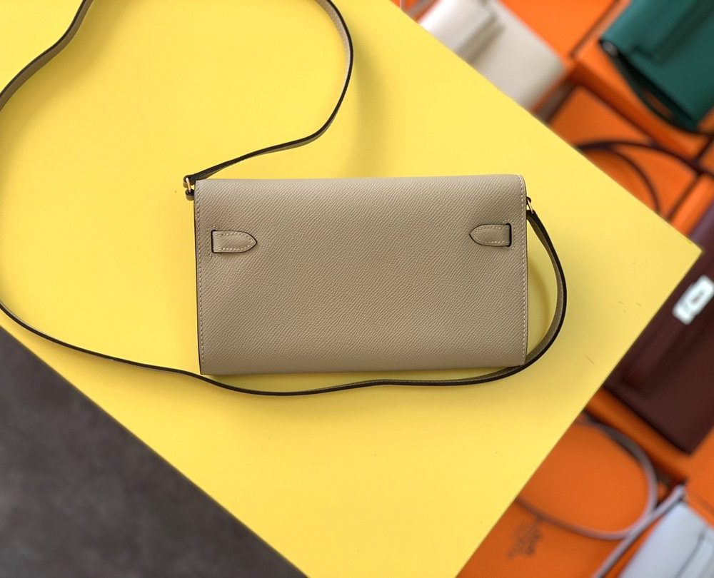 1:1 Replica Hermes Kelly Classique To Go Wallet 21cm/8.3in Gold Toned Hardware For Women Cream