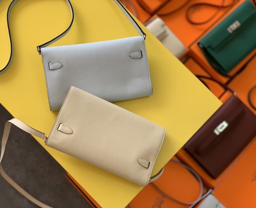 1:1 Replica Hermes Kelly Classique To Go Wallet 21cm/8.3in Gold Toned Hardware For Women Cream