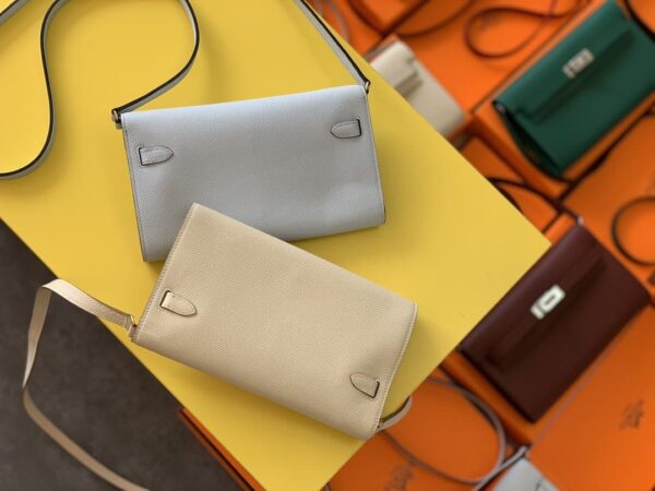1:1 Replica Hermes Kelly Classique To Go Wallet  21cm/8.3in Gold Toned Hardware For Women Cream