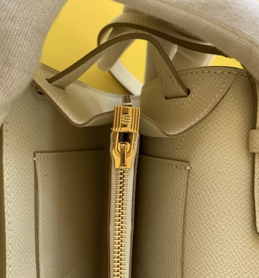 1:1 Replica Hermes Kelly Classique To Go Wallet 21cm/8.3in Gold Toned Hardware For Women Cream