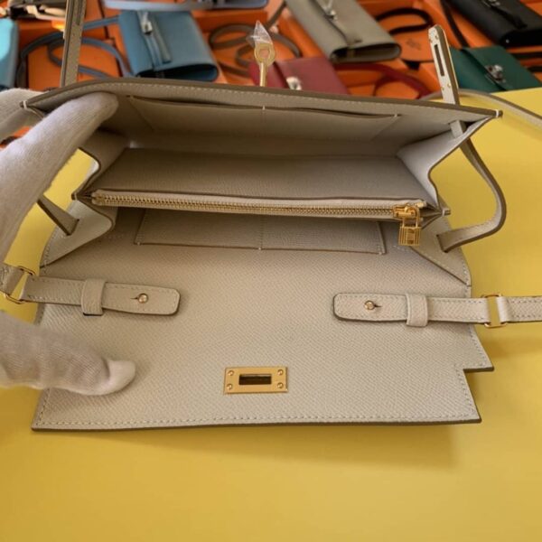 1:1 Replica Hermes Kelly Classique To Go Wallet  21cm/8.3in Gold Toned Hardware For Women Cream
