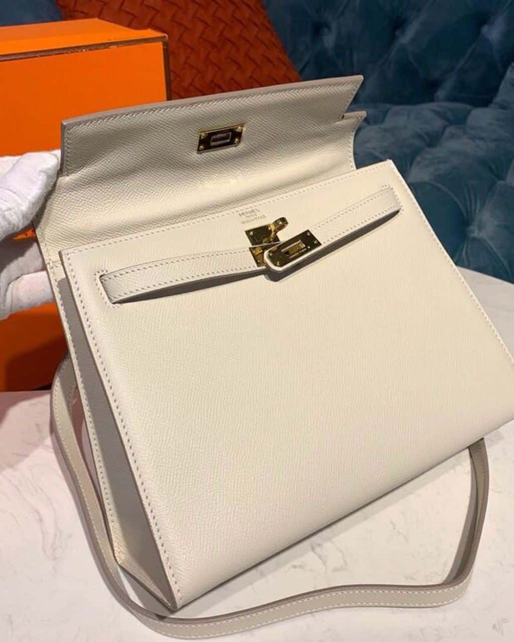 1:1 Replica Hermes Kelly Craie For Women Gold Toned Hardware 10in/25cm