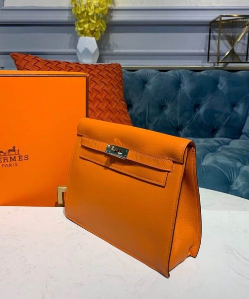 1:1 Replica Hermes Kelly Danse II Bag Swift Orange Gold Hardware For Women 8.7in/22cm