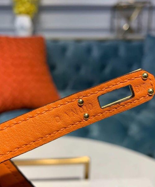 1:1 Replica Hermes Kelly Danse II Bag Swift Orange Gold Hardware For Women 8.7in/22cm