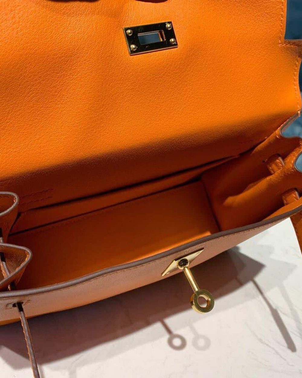 1:1 Replica Hermes Kelly Danse II Bag Swift Orange Gold Hardware For Women 8.7in/22cm