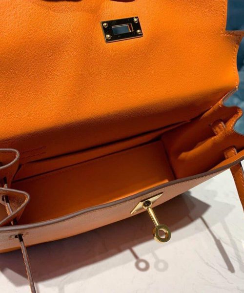 1:1 Replica Hermes Kelly Danse II Bag Swift Orange Gold Hardware For Women 8.7in/22cm