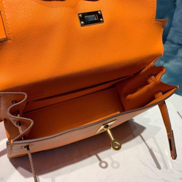 1:1 Replica Hermes Kelly Danse II Bag Swift Orange Gold Hardware For Women 8.7in/22cm