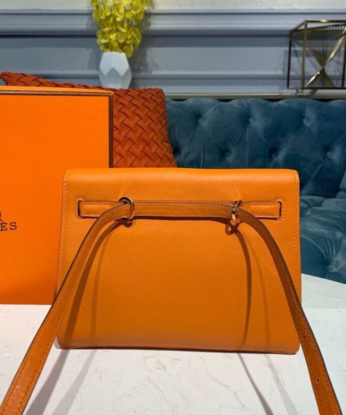1:1 Replica Hermes Kelly Danse II Bag Swift Orange Gold Hardware For Women 8.7in/22cm