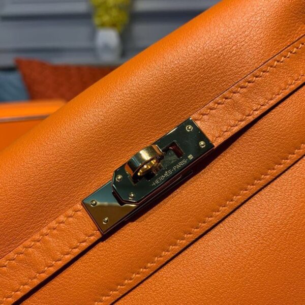1:1 Replica Hermes Kelly Danse II Bag Swift Orange Gold Hardware For Women 8.7in/22cm