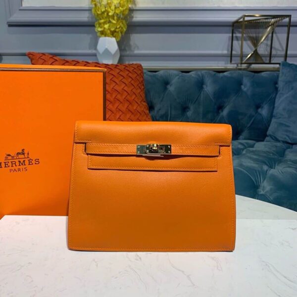 1:1 Replica Hermes Kelly Danse II Bag Swift Orange Gold Hardware For Women 8.7in/22cm
