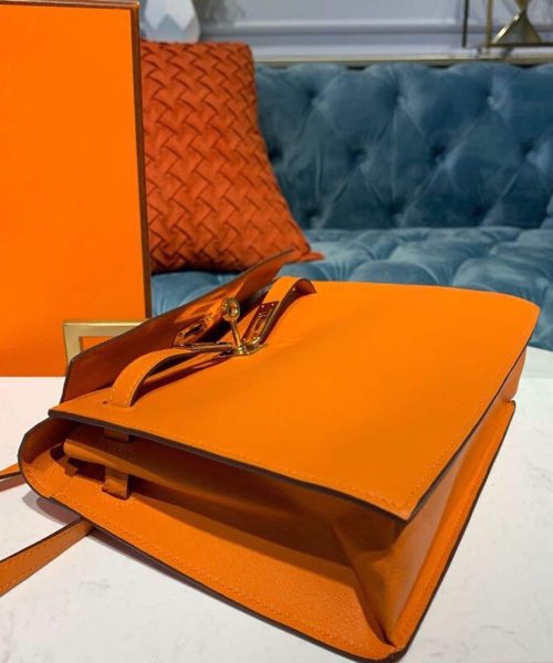 1:1 Replica Hermes Kelly Danse II Bag Swift Orange Gold Hardware For Women 8.7in/22cm