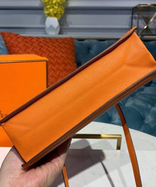 1:1 Replica Hermes Kelly Danse II Bag Swift Orange Gold Hardware For Women 8.7in/22cm