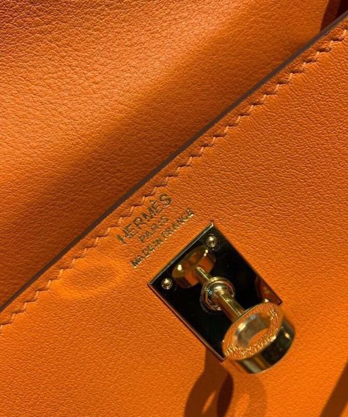 1:1 Replica Hermes Kelly Danse II Bag Swift Orange Gold Hardware For Women 8.7in/22cm