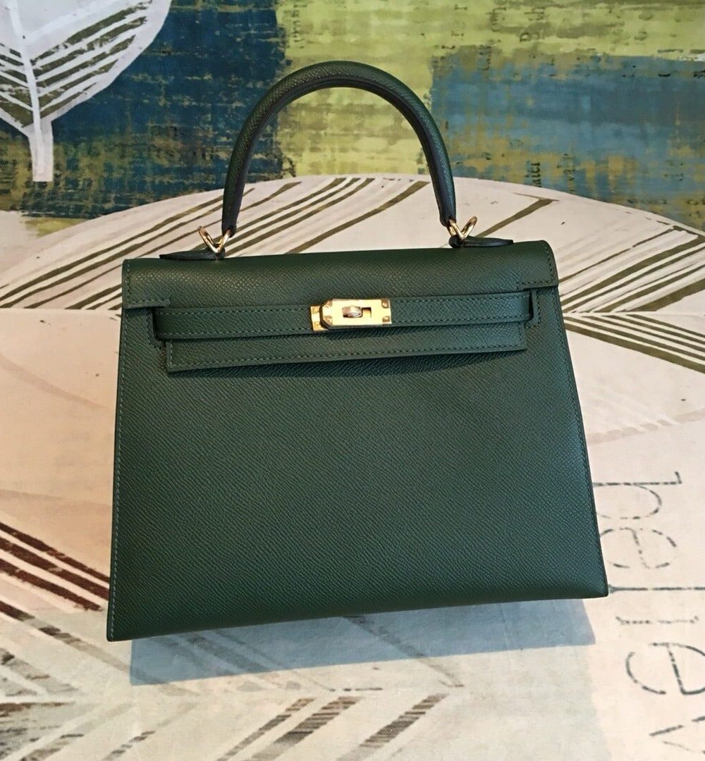 1:1 Replica Hermes Kelly Green For Women Gold Toned Hardware 10in/25cm
