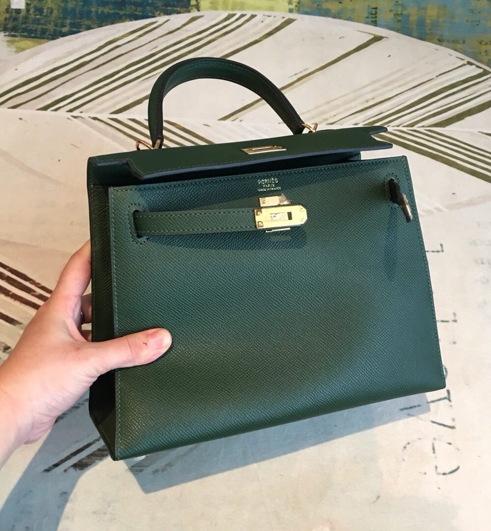 1:1 Replica Hermes Kelly Green For Women Gold Toned Hardware 10in/25cm